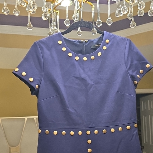 Cynthia Steffe Navy Mini Dress with Gold Studs - Picture 3 of 13